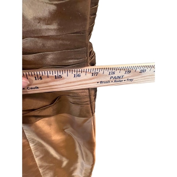 NWT Marisa Baratelli Gold Brown Strapless Convertible Silk Dress S152 Size 12 - Picture 9 of 10